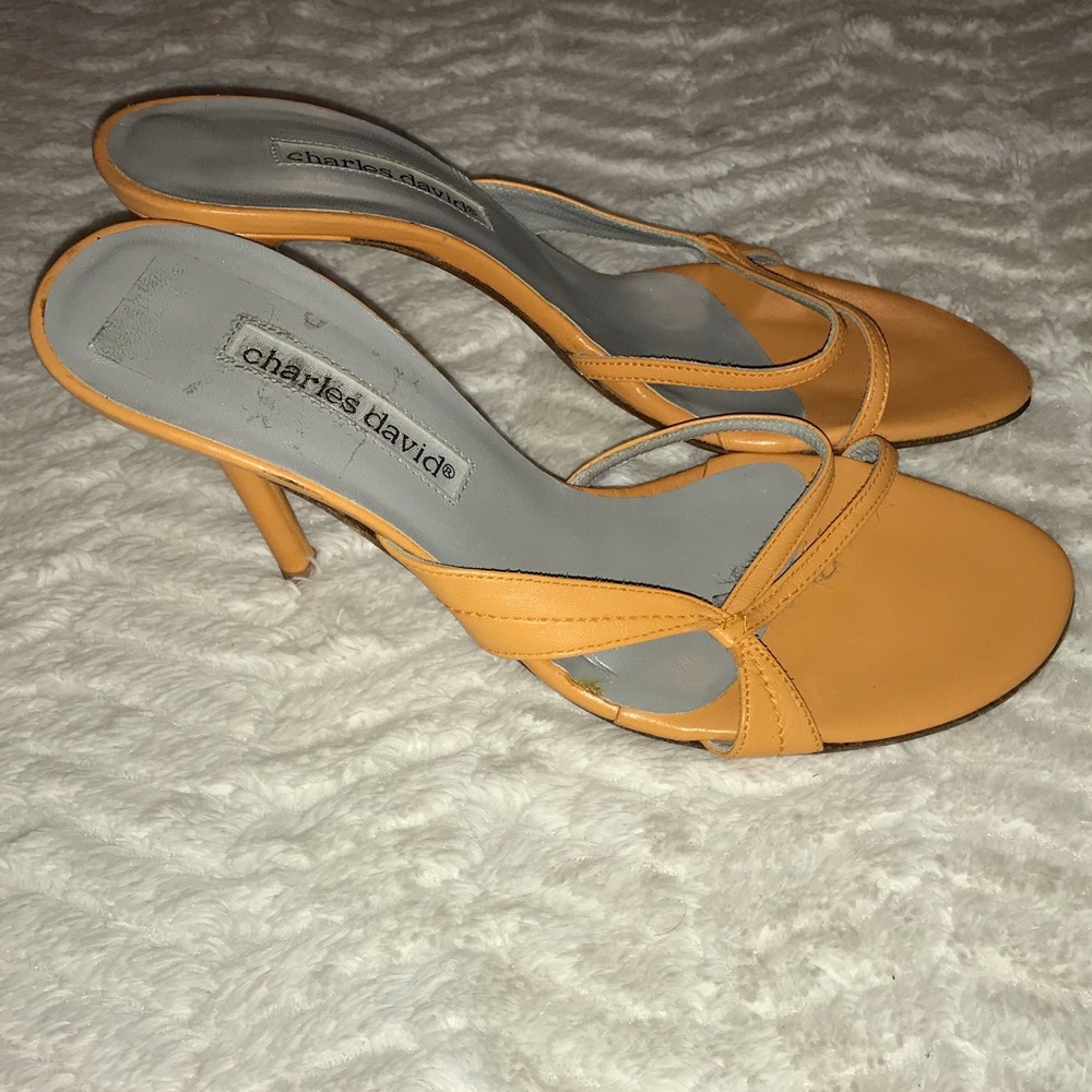 Charles David Leather Slide Sandals Orange 8B - Picture 4 of 6